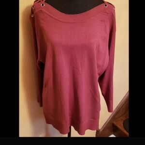 Ashley Stewart 3/4 sleeve lace up sleeve sweater